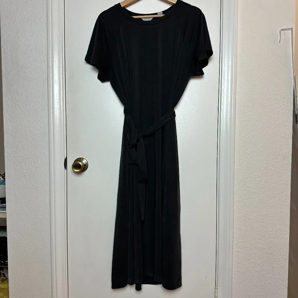 Seraphine Maternity Tie & Side Slits Grey T Shirt Dress Pregnancy Wear - Picture 3 of 9